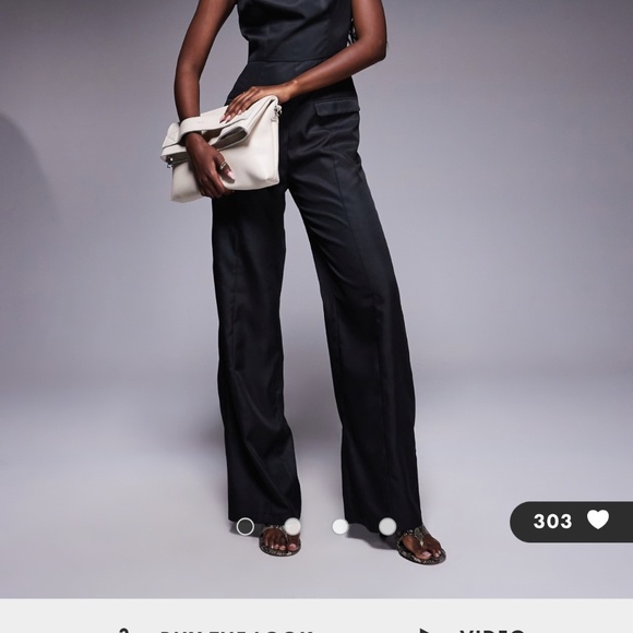 Kaiia exclusive square halterneck wide leg pocket detail jumpsuit in black - Picture 2 of 4